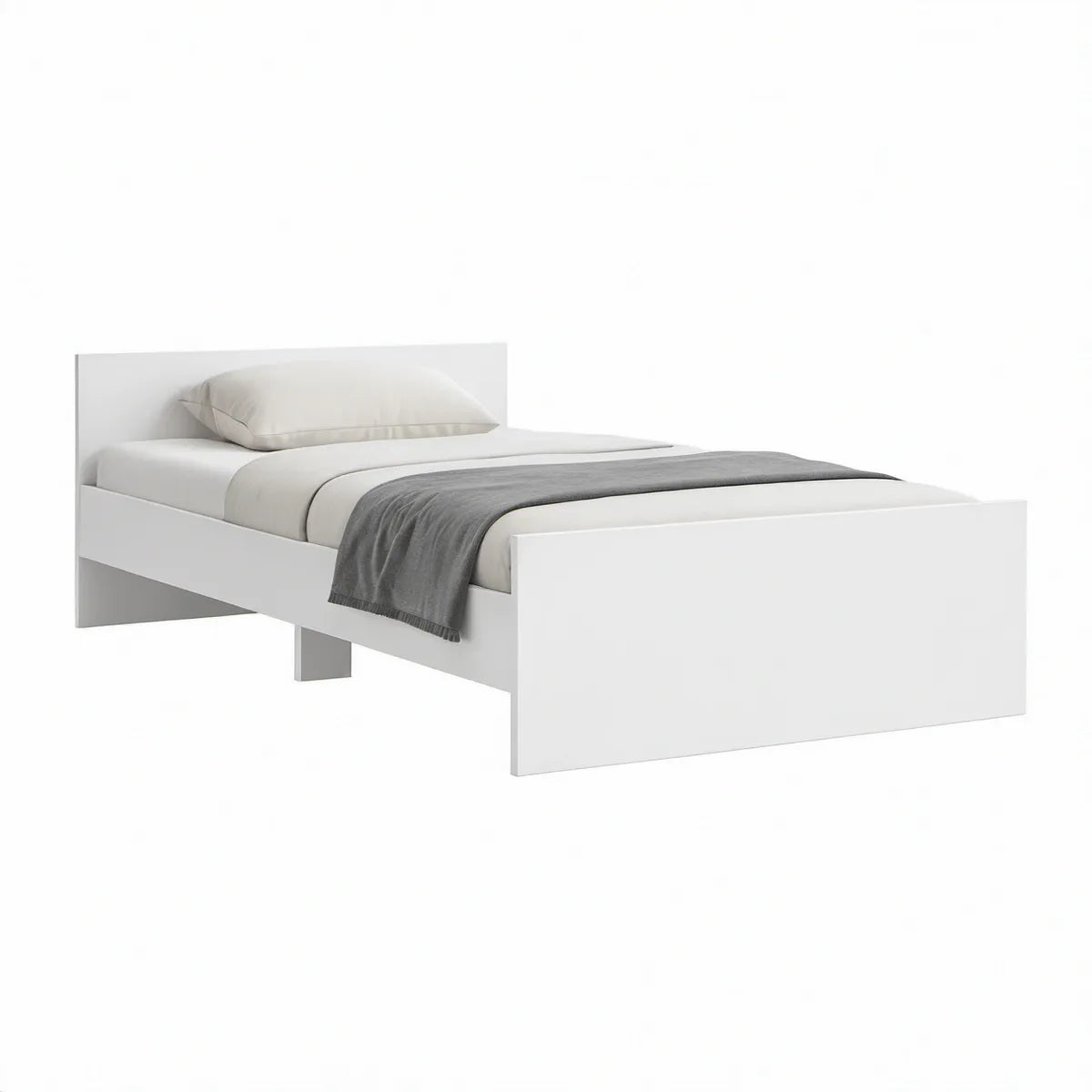 Enkeltseng med sengegavl 90 x 200 cm i hvid MDF