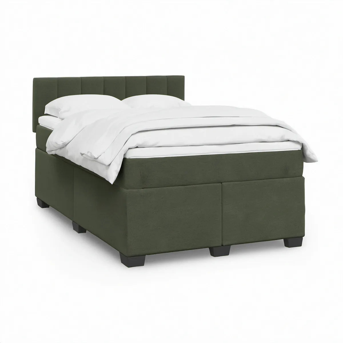 Polstret seng med gavl 180 x 200 cm i mørkegrøn polyester