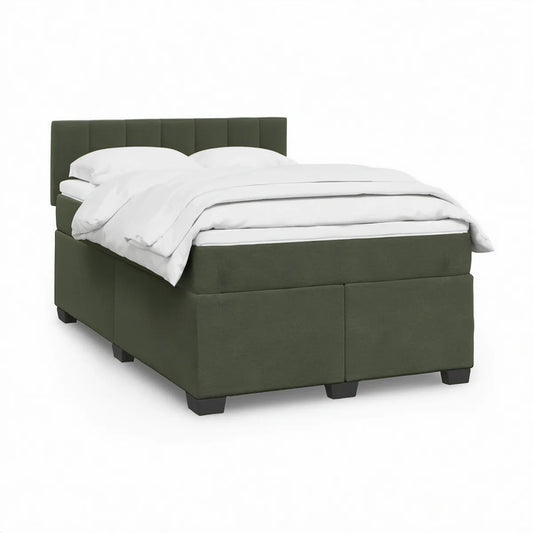 Polstret seng med gavl 180 x 200 cm i mørkegrøn polyester